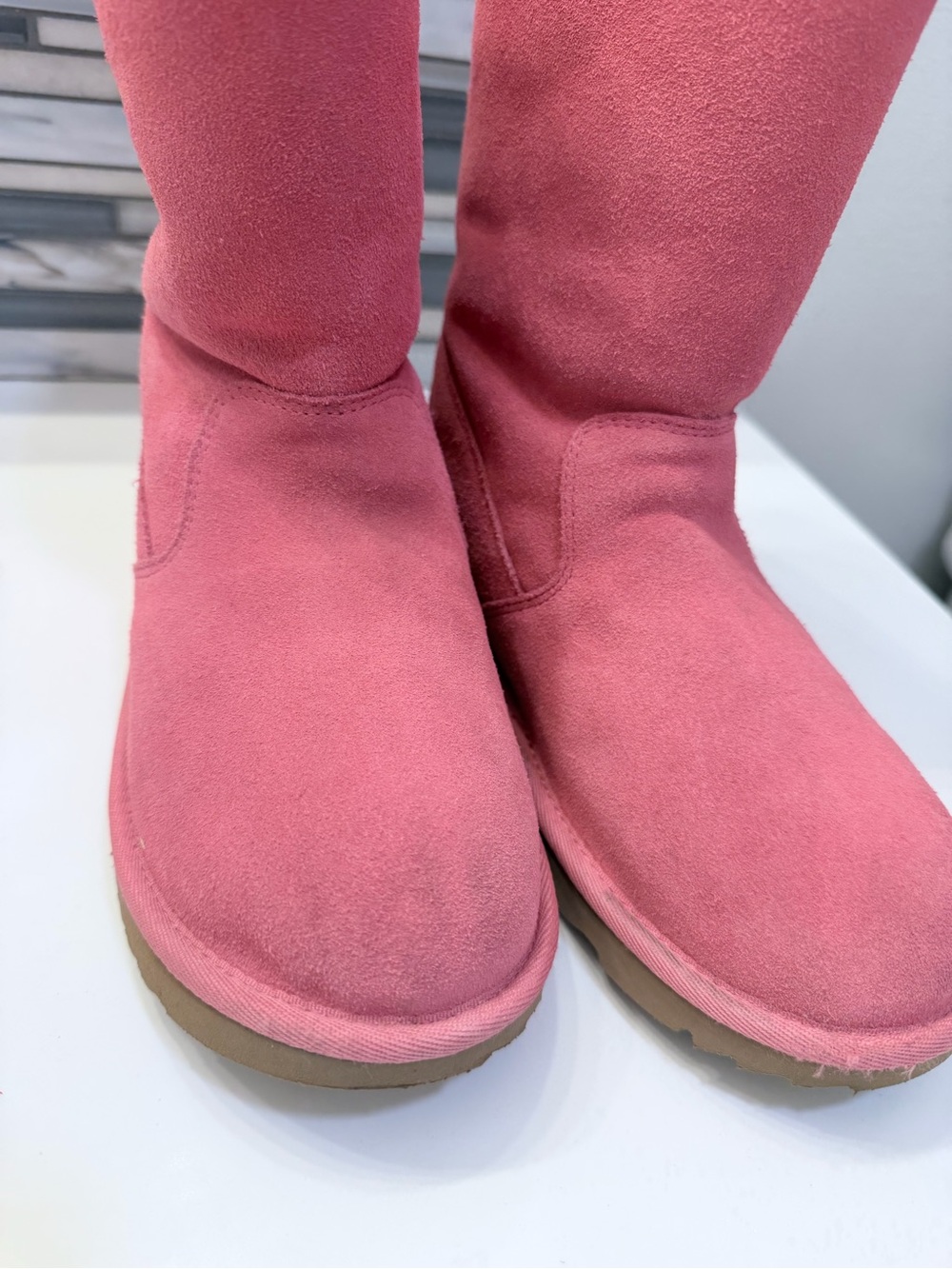 UGG Pink Suede Mid-Calf Women's Boots